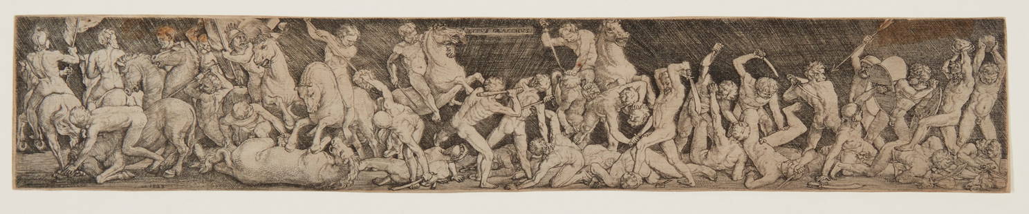 Barthel Beham (1502-1540), "Titus Gracchus" (Battle of the nude men), 1528: Barthel Beham(1502-1540)"Titus Gracchus" (Battle of the nude men), 1528Engraving on laid paperWith the title and date engraved in the plate at the center of the upper edge, and in the lower edge, at l