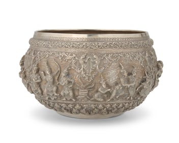 A Burmese sterling silver bowl