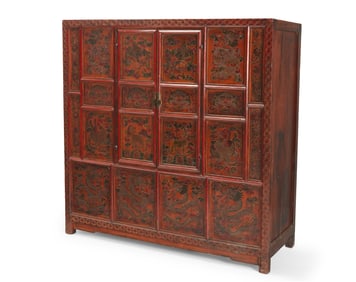 An Asian lacquered wood cabinet