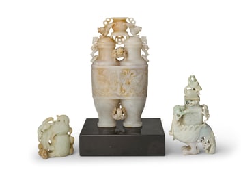Three Chinese archaistic carved hardstone items