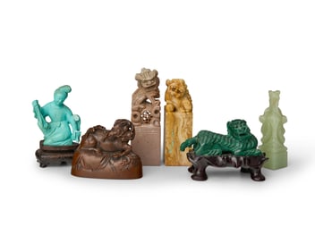 Three Chinese carved hardstone seals