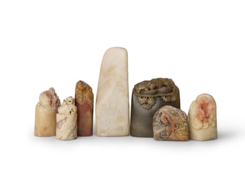 Seven Chinese carved hardstone seals