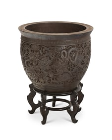 A large Chinese silver-clad jardinière