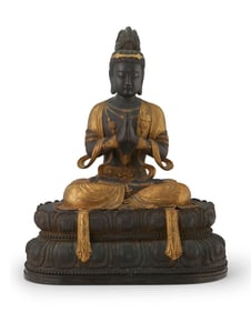 A Japanese gilt-bronze figure of Kannon