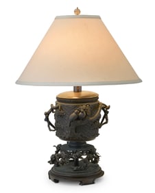A Japanese bronze lamp