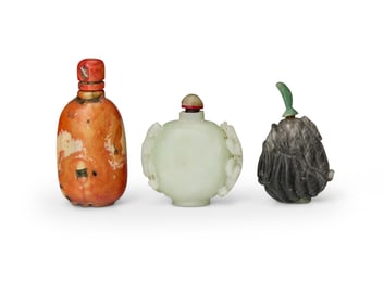 Three Chinese carved snuff bottles
