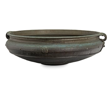 A large Indian bronze temple bowl