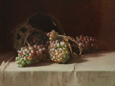 William Hubacek (1871-1958), Still life with grapes and a basket, 1908