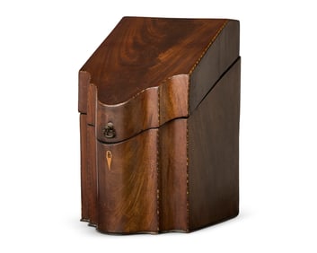 A George III inlaid mahogany knife box