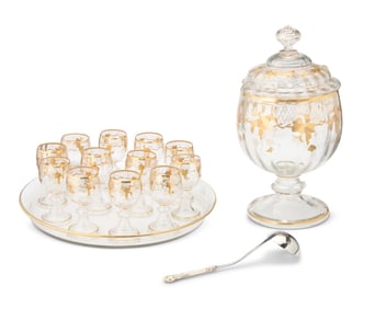 A J. & L. Lobmeyr glass punchbowl and goblet set