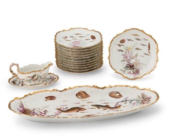 A Limoges porcelain fish service