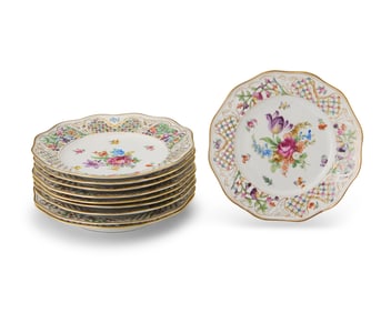 A set of ten Schumann porcelain 'Chateau Dresden' dinner plates