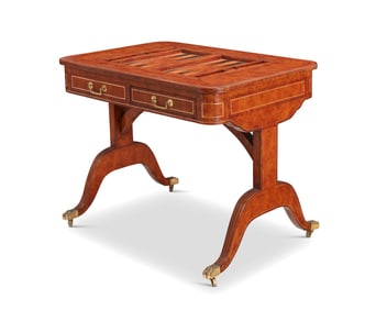 A Maitland-Smith Regency-style leather-clad games table