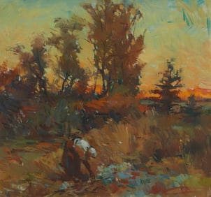 Sergei Bongart (1918-1985), Figure in a harvest scene