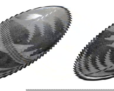 Maria & Santana Martinez (1887-1980 & 1909-2002, San Ildefonso Pueblo): Maria & Santana Martinez (1887-1980 & 1909-2002, San Ildefonso Pueblo)A small blackware dish, mid-20th centuryIncised to underside: Marie + SantanaThe tray with black on black geometric motifs1" H x 6
