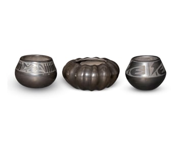A group of Southwest Pueblo blackware pottery