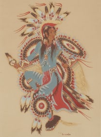 Woody Crumbo (1912-1989, Potawatomi/Chilocco), "Feather Dance," circa 1950