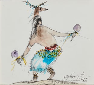 Ted DeGrazia (1909-1982), A man holding rattles, 1973