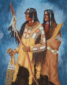 Paul Surber (b. 1942), Two Native American figures