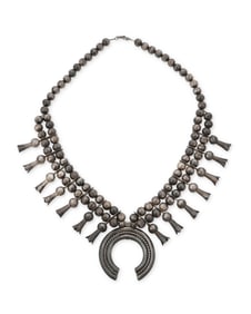 A Southwest sterling silver squash blossom necklace