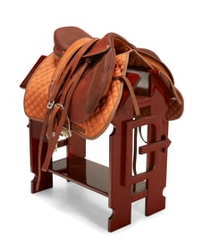 An Hermes Brasilia leather saddle and accessories