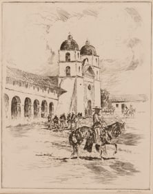 Edward Borein (1872-1945), "An Old Time Christmas - Mission Santa Barbara"