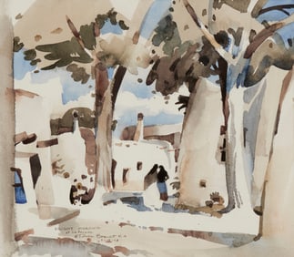 Rex Brandt (1914-2000), "Bright Morning at La Posada" (New Mexico), 1978