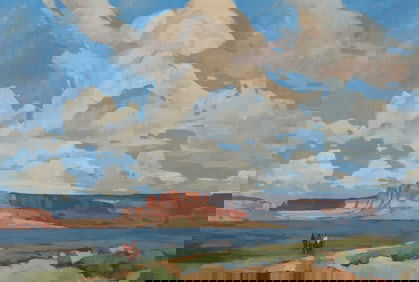 Gabor Svagrik (b. 1970), Three riders forging the river