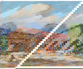 Marjorie Reed (1915-1996), Stagecoach arriving at a Trading Post