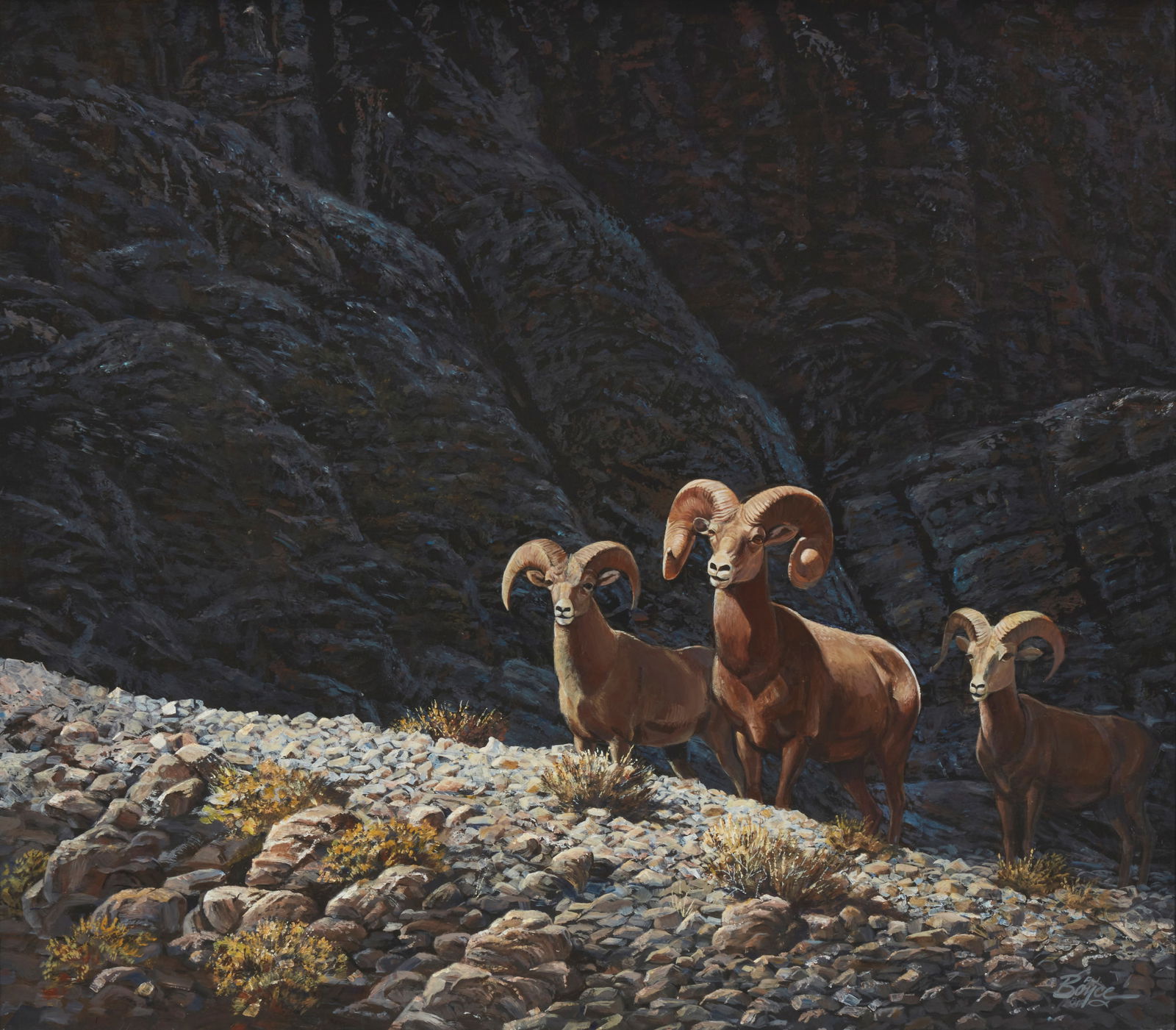 Fred J. Boyce (1923-2023), "Desert Bighorn Trio," 1981 (1 of 6)