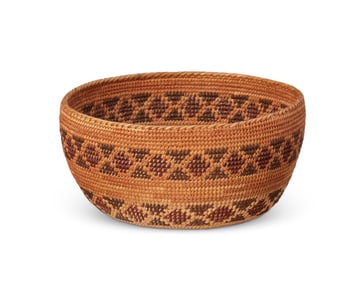 A polychrome Yokuts basketry bowl