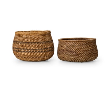 Two Apache Walpi baskets
