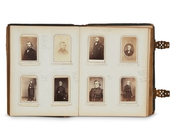 A late 19th century Victorian leather bound photo album