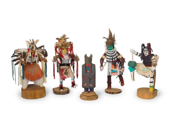 A group of five Southwest katsina figures