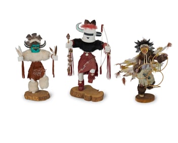 A group of large Southwest katsina figures