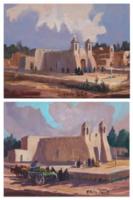 A. Kelly Pruitt (1924 - 2009), Two works: San Francisco de Asis Mission Church, Taos