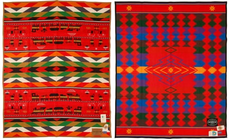 Two Ramona Sakiestewa for Pendelton Limited Edition wool blankets
