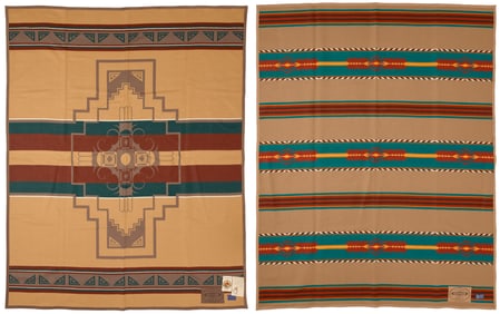 Two Ramona Sakiestewa for Pendelton Limited Edition wool blankets