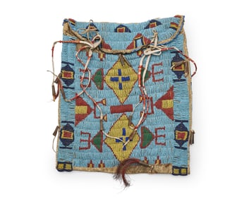 A Plains beaded hide bag