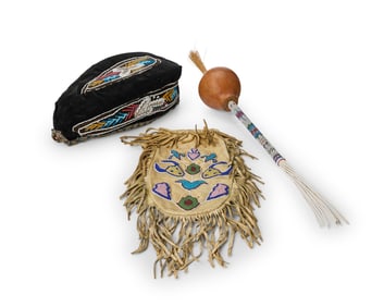 A group of Native American beaded items
