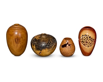 Three Bill Haskell turned wood vases