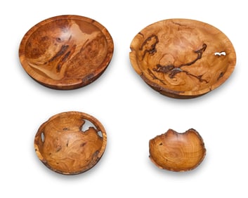 Four Andrew Pearce turned wood bowls