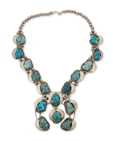 A Southwest-style squash blossom necklace