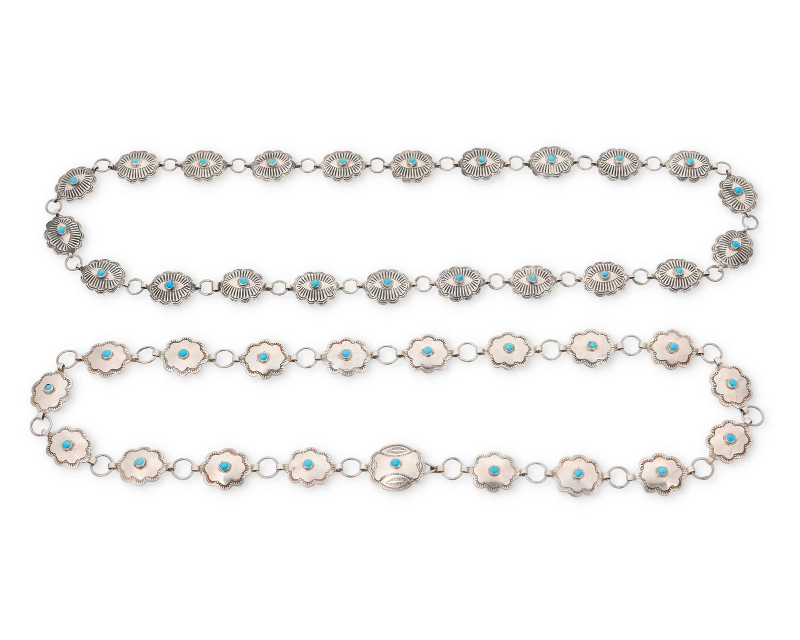 Two Southwest-style sterling silver concho link belts (1 of 2)
