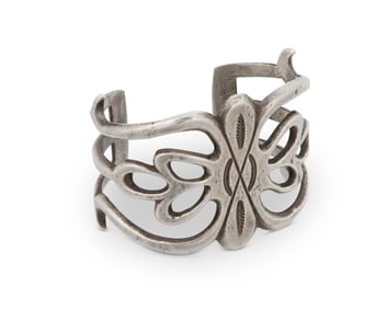 A Southwest sandcast sterling silver cuff bracelet