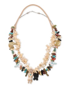 Two Southwest Zuni-style carved stone fetish necklaces