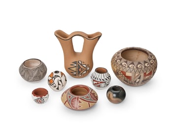 A group of miniature Southwest Pueblo pottery