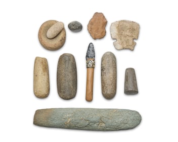 A group of stone implements