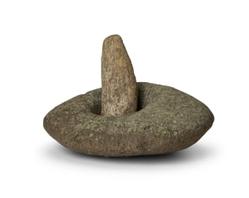 A large stone mortar and pestle