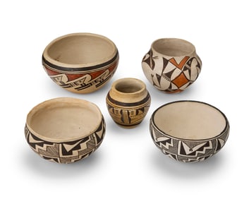 A group of Southwest pottery vessels